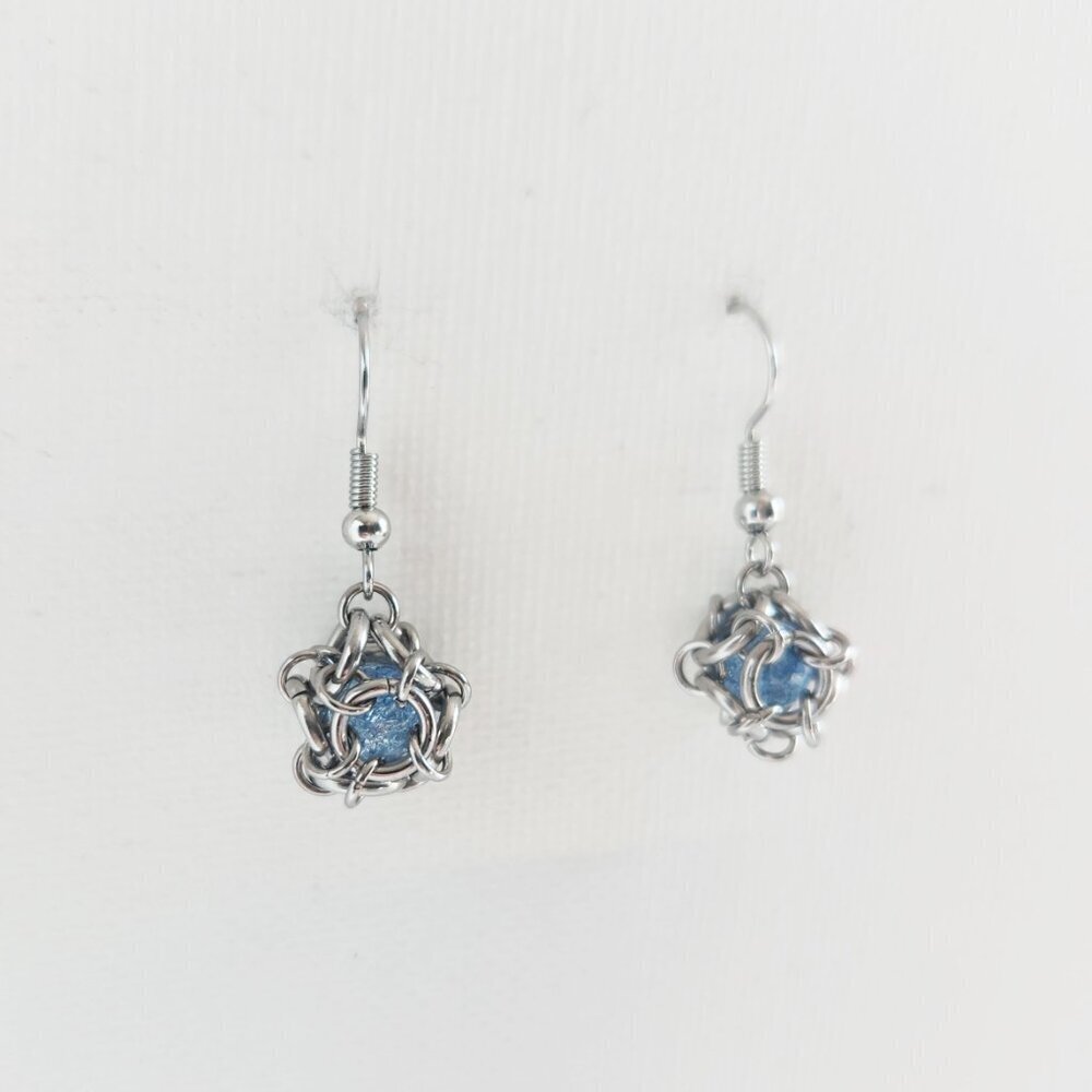 Ice blue quartz and silver ball earrings - Picture 6 of 9